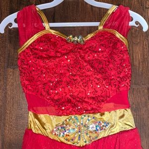 Red Aladdin dance costume. Weissman Brand. Size Medium. Red & Gold sequence